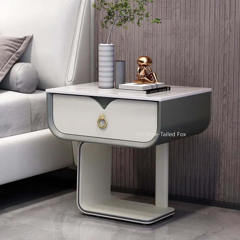 Простой современный прикроватный столик для спальни кожаный топ роскошные мини-тумбочка для хранения ящик шкафа подгоняли бытовой мебелью XY50BT Изображение 2