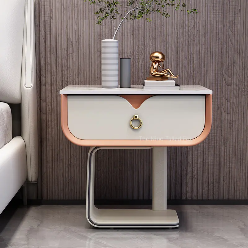 Простой современный прикроватный столик для спальни кожаный топ роскошные мини-тумбочка для хранения ящик шкафа подгоняли бытовой мебелью XY50BT Изображение 3