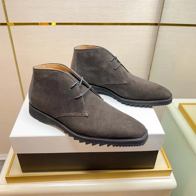 Роскошные брендовые модельные туфли, Мужские ботинки-дезерты из натуральной кожи в американском стиле, высококачественные Мужские ботильоны из замши в стиле ретро Изображение 0