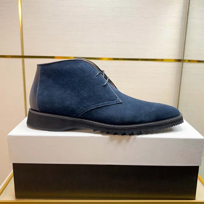 Роскошные брендовые модельные туфли, Мужские ботинки-дезерты из натуральной кожи в американском стиле, высококачественные Мужские ботильоны из замши в стиле ретро Изображение 3