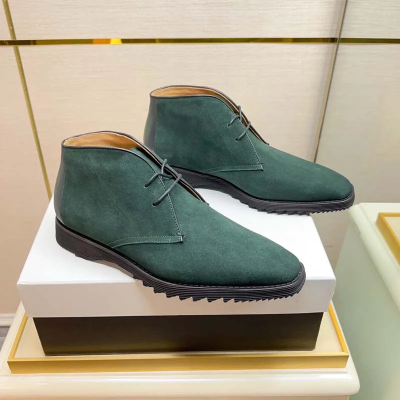 Роскошные брендовые модельные туфли, Мужские ботинки-дезерты из натуральной кожи в американском стиле, высококачественные Мужские ботильоны из замши в стиле ретро Изображение 4
