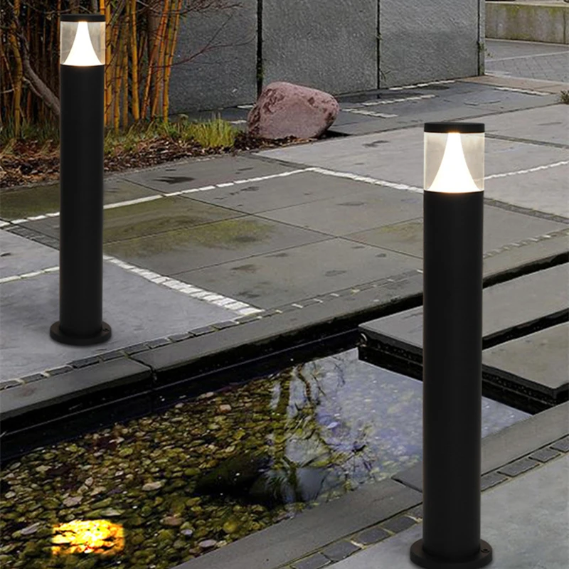 Светодиодная садовая лампа для газона, современный водонепроницаемый алюминиевый столб, 85 ~ 265 В, уличный фонарь для ландшафтного газона во внутреннем дворе виллы Изображение 0