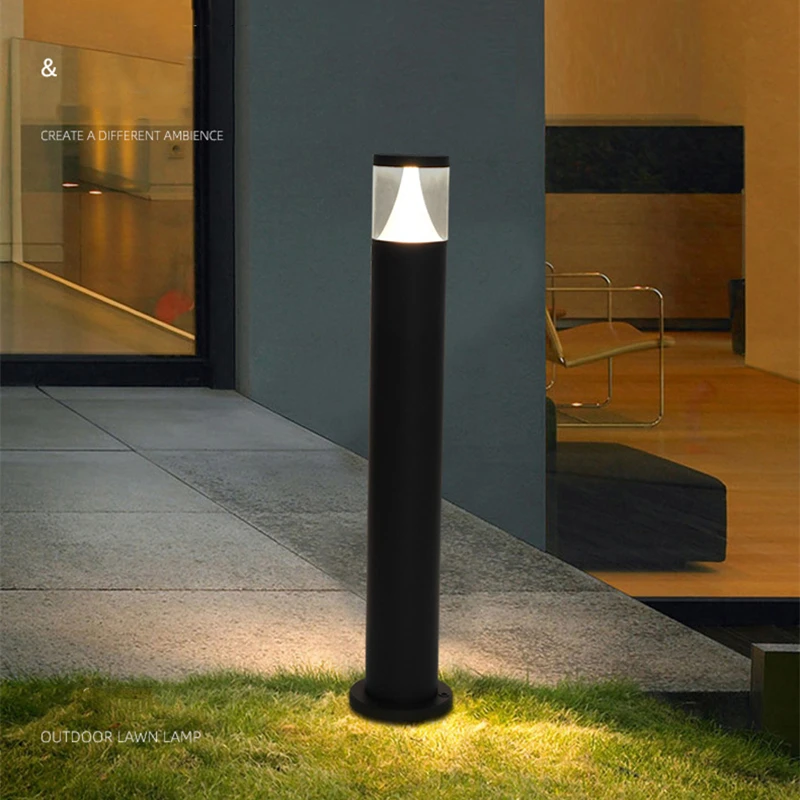Светодиодная садовая лампа для газона, современный водонепроницаемый алюминиевый столб, 85 ~ 265 В, уличный фонарь для ландшафтного газона во внутреннем дворе виллы Изображение 1