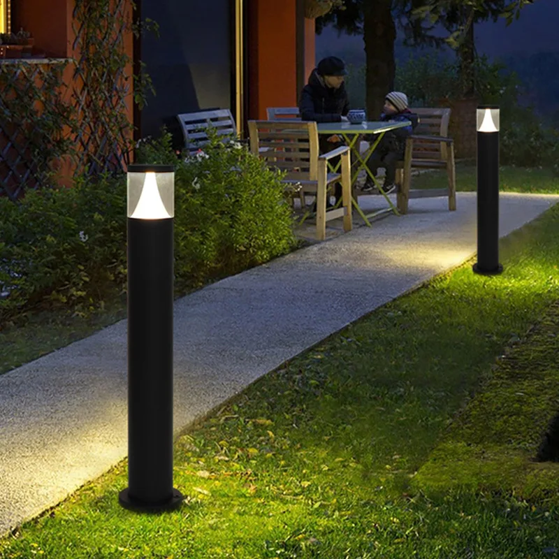 Светодиодная садовая лампа для газона, современный водонепроницаемый алюминиевый столб, 85 ~ 265 В, уличный фонарь для ландшафтного газона во внутреннем дворе виллы Изображение 2