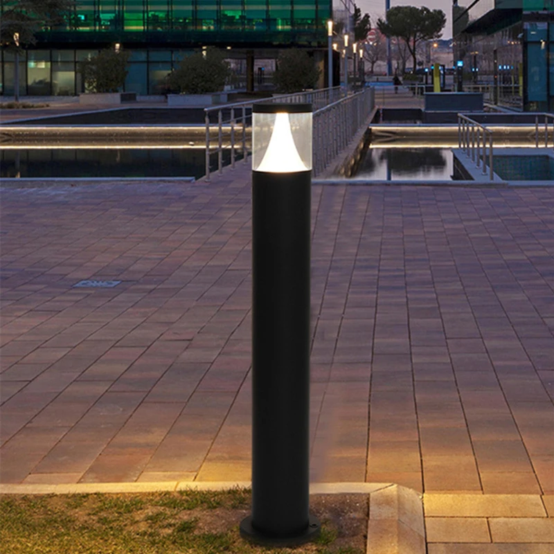 Светодиодная садовая лампа для газона, современный водонепроницаемый алюминиевый столб, 85 ~ 265 В, уличный фонарь для ландшафтного газона во внутреннем дворе виллы Изображение 3