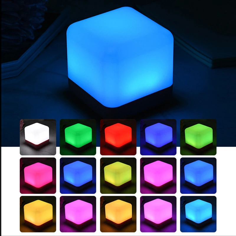 Светодиодный квадратный светильник RGB 16 цветов Cosmic Cube Light Пульт дистанционного управления IP68 Водонепроницаемый USB-зарядка для стола и домашнего декора в комнате Изображение 1