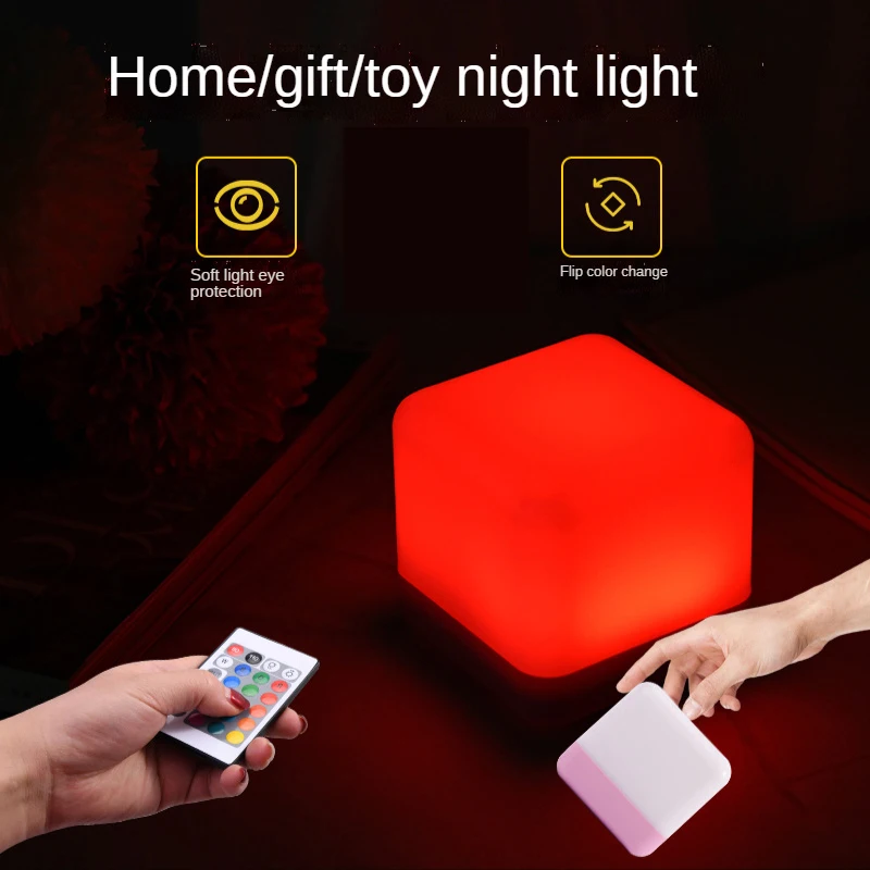 Светодиодный квадратный светильник RGB 16 цветов Cosmic Cube Light Пульт дистанционного управления IP68 Водонепроницаемый USB-зарядка для стола и домашнего декора в комнате Изображение 2