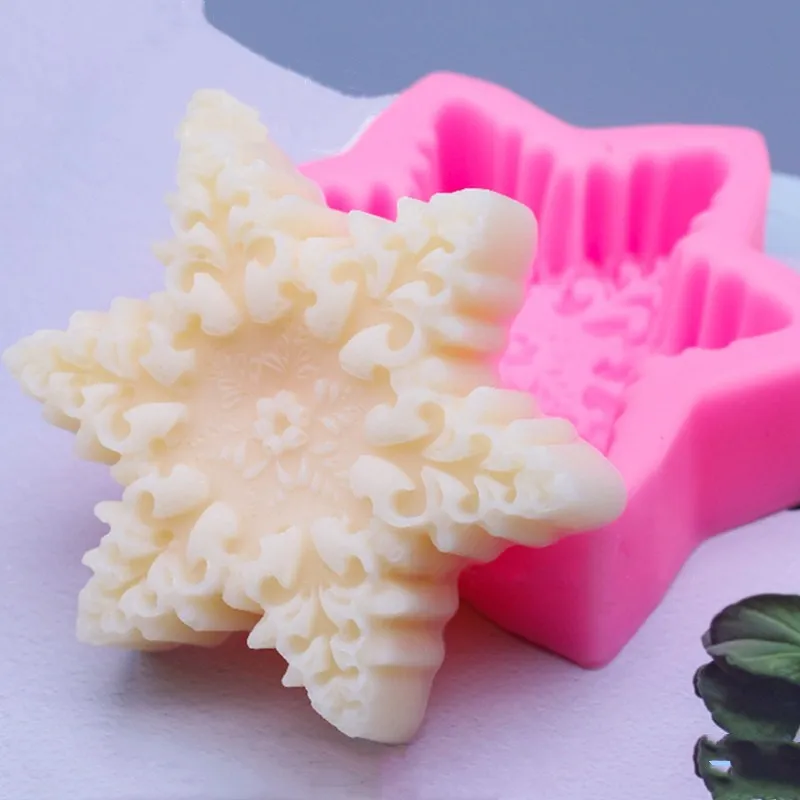 Силиконовая форма в форме 3D снежинки и звезды, украшение для выпечки кухонного торта, форма для шоколада 