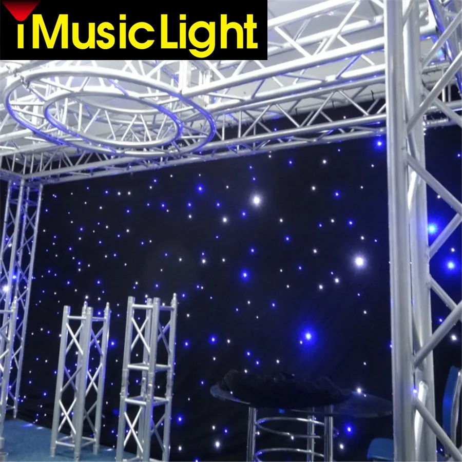 сине-белый DMX LED тканевый фон в виде звезды размером 4х7 м для оформления сцены свадебного диско-клуба Изображение 1