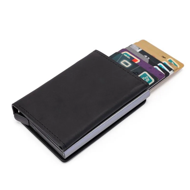 Смарт-кошелек Винтажные кошельки для монет из искусственной кожи, держатель кредитной ID-карты с магнитным замком, сумка для денег для мужчин, кошельки для карт с блокировкой RFID Изображение 0