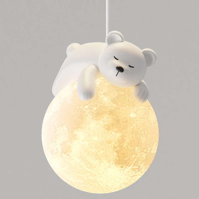 Современная люстра в виде животных для гостиной, столовой G9, подвесной светильник с медведем и кроликом, детское прикроватное освещение Изображение 4