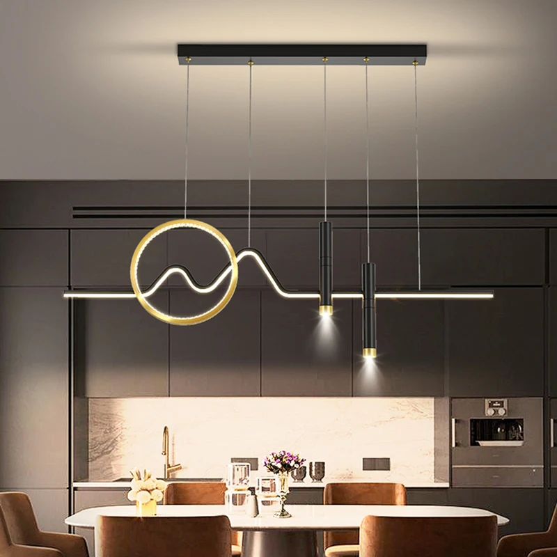Современная минималистичная светодиодная люстра Подвесные светильники для ресторана Nordic Home Indoor Lamp Decor с регулируемой яркостью с дистанционным управлением Изображение 0