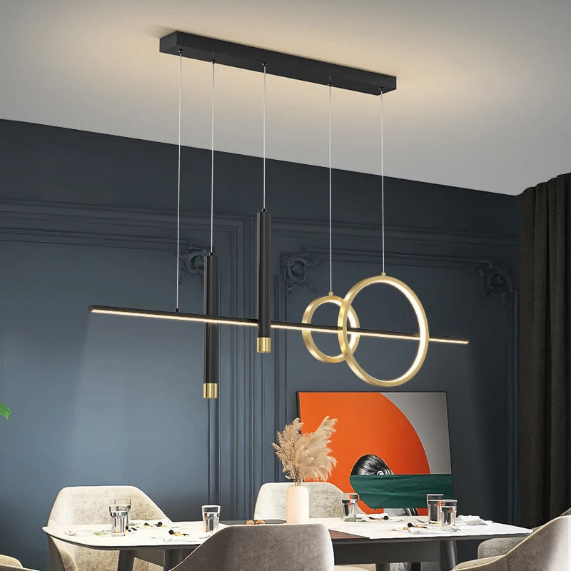 Современная минималистичная светодиодная люстра Подвесные светильники для ресторана Nordic Home Indoor Lamp Decor с регулируемой яркостью с дистанционным управлением Изображение 1