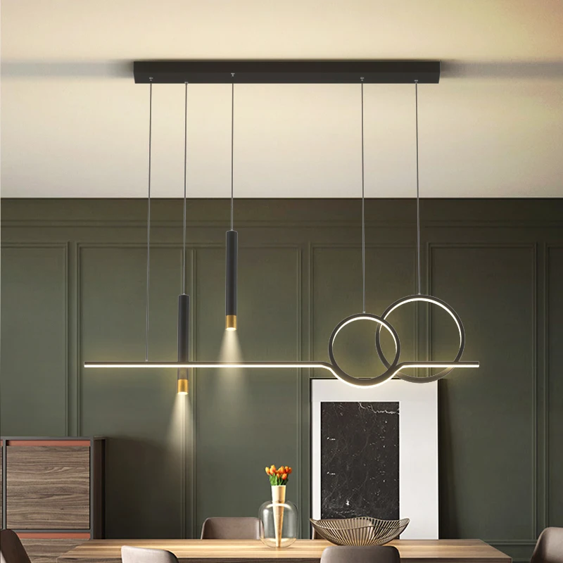 Современная минималистичная светодиодная люстра Подвесные светильники для ресторана Nordic Home Indoor Lamp Decor с регулируемой яркостью с дистанционным управлением Изображение 2