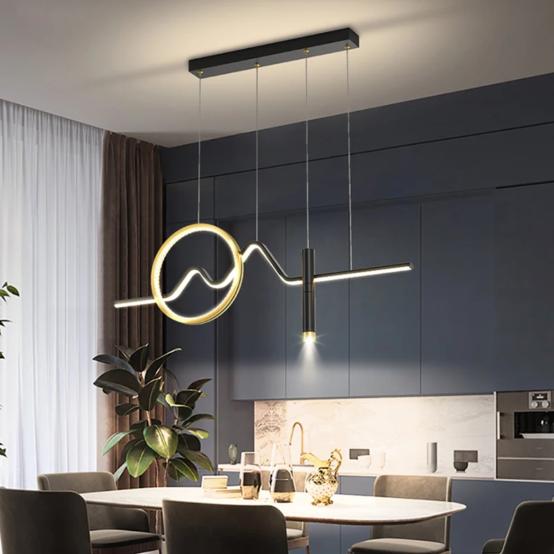 Современная минималистичная светодиодная люстра Подвесные светильники для ресторана Nordic Home Indoor Lamp Decor с регулируемой яркостью с дистанционным управлением Изображение 5