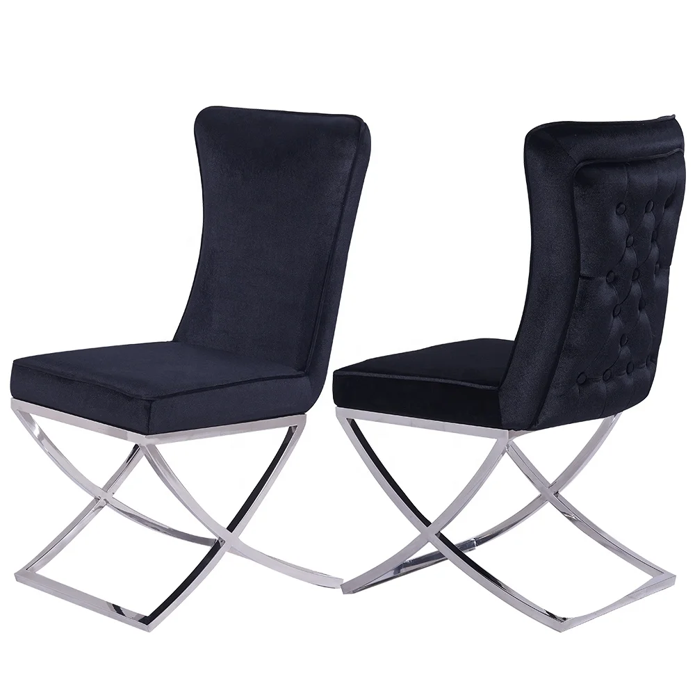 Современный бархатный обеденный стул с высокой спинкой, металлическая ножка, бархатная ткань, стулья из нержавеющей стали Изображение 0
