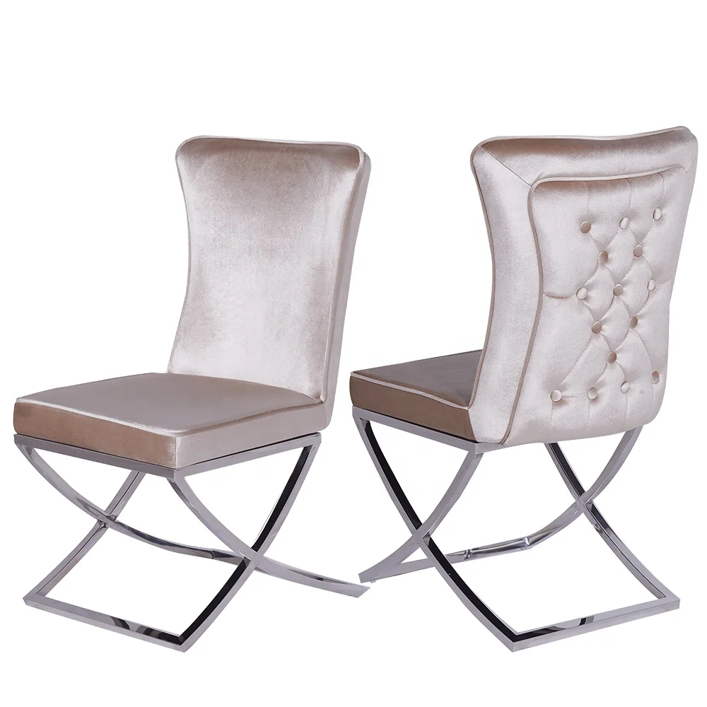 Современный бархатный обеденный стул с высокой спинкой, металлическая ножка, бархатная ткань, стулья из нержавеющей стали Изображение 3