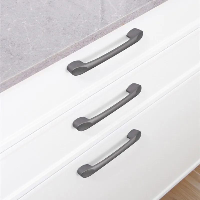 Современный простой кухонный шкаф звездно-серого цвета, ручки для выдвижных ящиков из алюминиевого сплава, ручки для дверцы шкафа, фурнитура Изображение 5