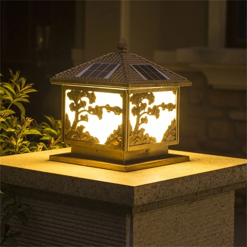 Солнечные настенные наружные светильники Hongcui, светодиодное освещение на столбах, водонепроницаемый современный светильник на столбах для патио, веранды, балкона виллы Изображение 1