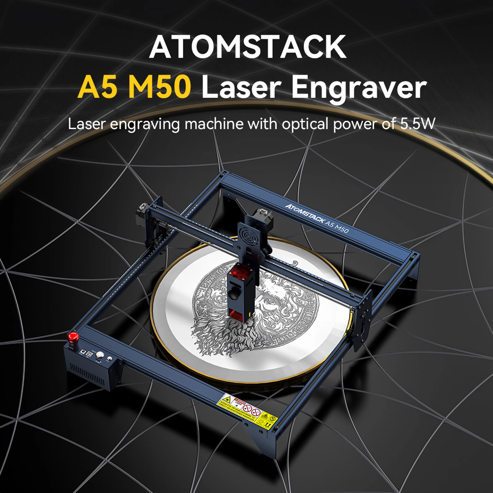 Станок для лазерной гравировки ATOMSTACK A5 M50 мощностью 40 Вт с ЧПУ с Площадью гравировки 410x400 мм, Сверхтонкий лазер с фиксированным фокусом мощностью 5,5 Вт Изображение 0