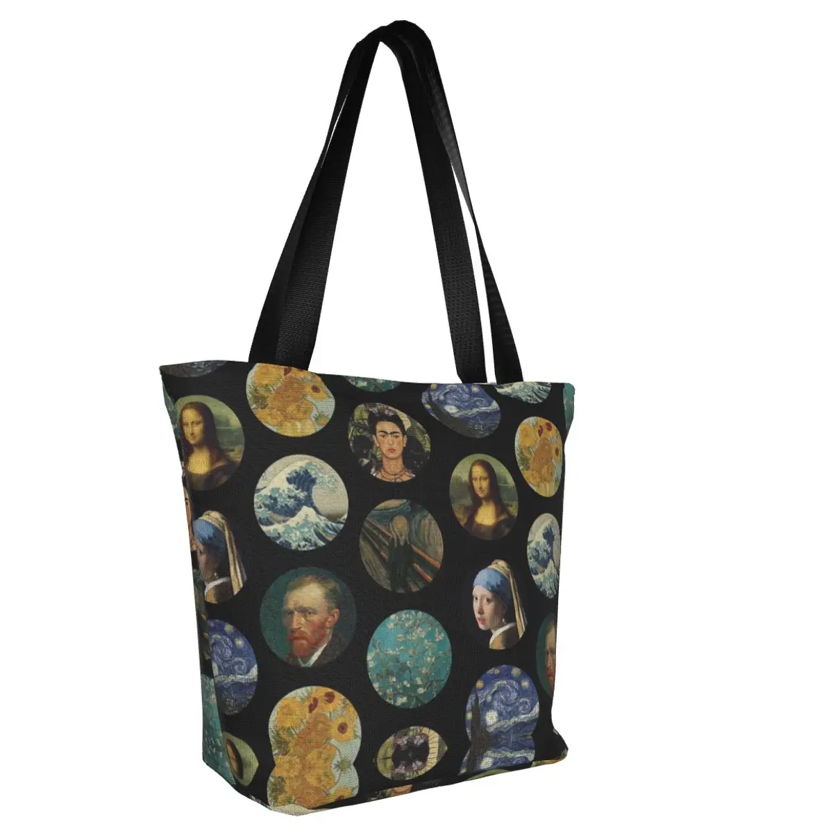 Сумки для покупок в продуктовых магазинах Винсента Ван Гога, холщовые сумки для покупок, сумки через плечо, большая вместительная моющаяся сумка для художественной росписи Изображение 1