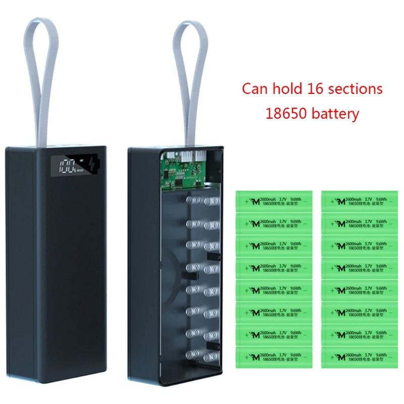 Съемный ЖК-дисплей DIY 16x18650 Батарейный Отсек Power Bank Shell Внешняя Коробка без Аккумулятора 5 Вт Беспроводная Зарядная Коробка Изображение 4