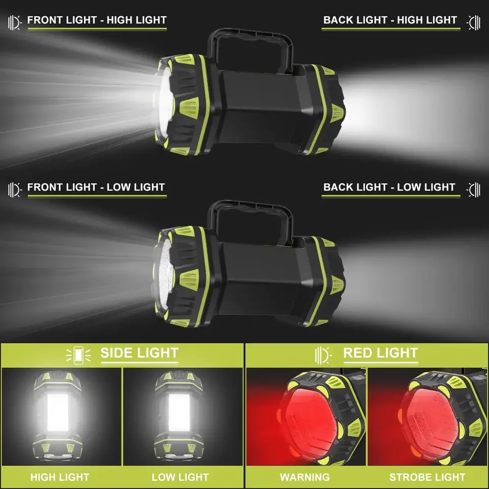 Тактический светодиодный фонарик, ультра яркий Водонепроницаемый фонарик, 8 режимов, аккумулятор 18650, USB-перезаряжаемый Рабочий фонарь, Портативный прожектор Изображение 1