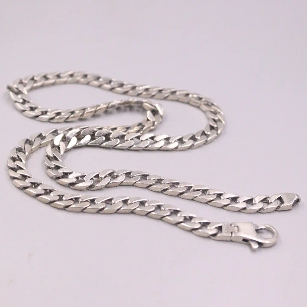 Твердое серебро 925 пробы, 7-миллиметровая цепочка с бордюрным звеном, мужское ожерелье 22 дюйма L Изображение 4
