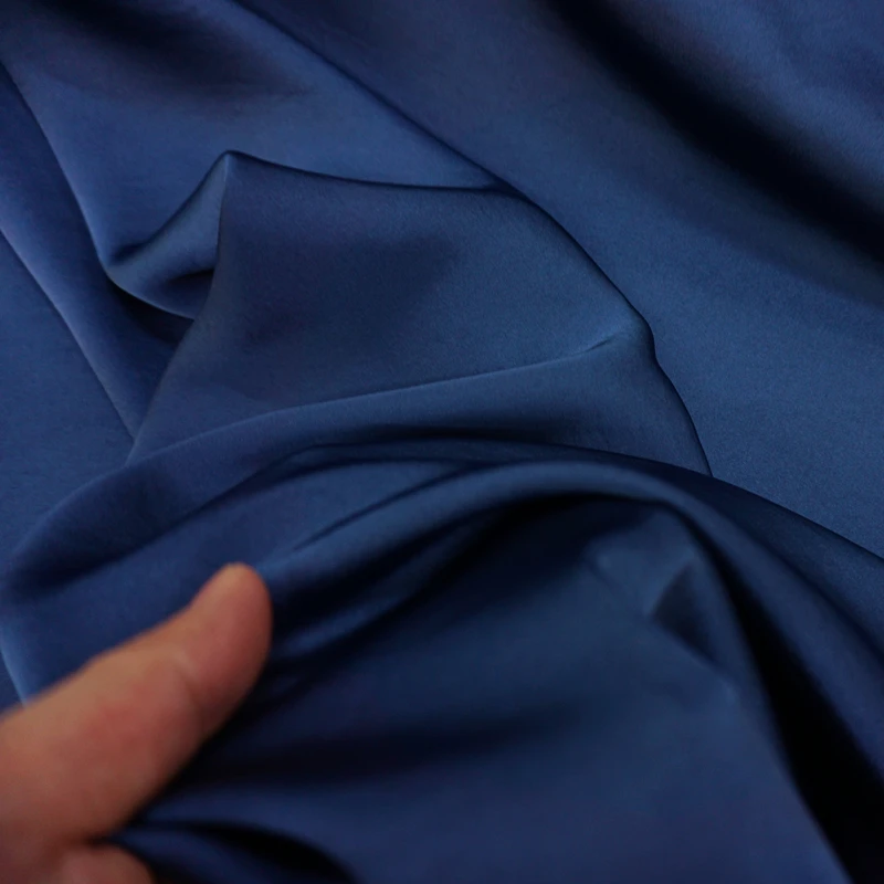Темно-синяя глазурь дизайн чистая цветопередача шелковая стрейч-атласная ткань для высококачественного платья cheongsam DIY clothing fabric Изображение 3