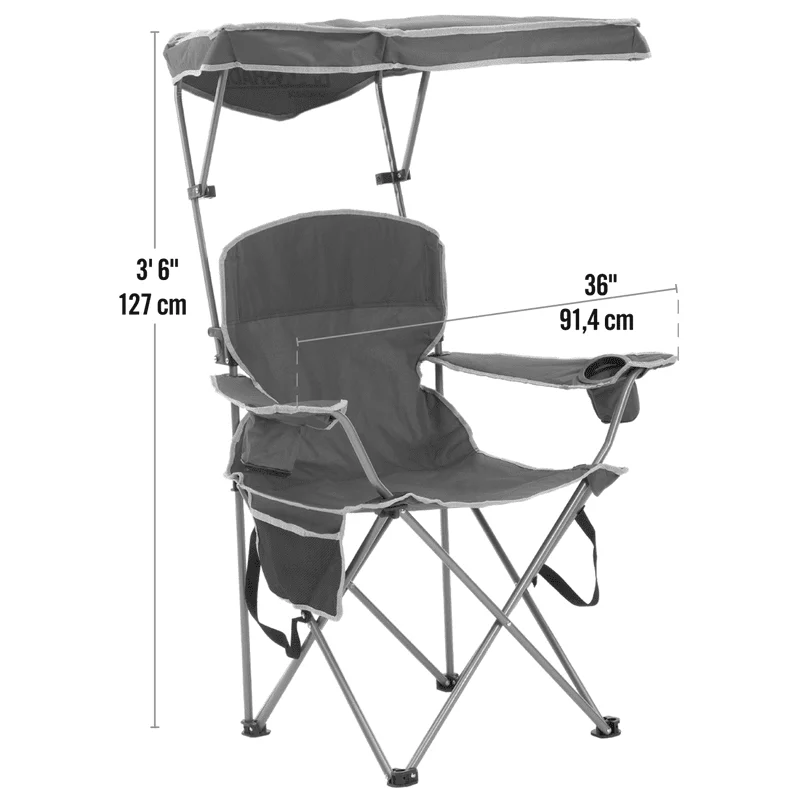 Теневой складной стул для взрослых- / Серый походный стул Складной стул Сверхлегкий походный стул Негабаритный походный стул Изображение 2