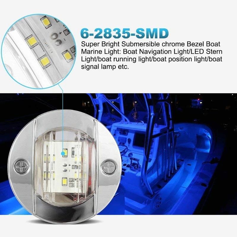 Универсальная круглая светодиодная лампа 12 /24V с подсветкой для морской лодки Yacht N84F Изображение 5