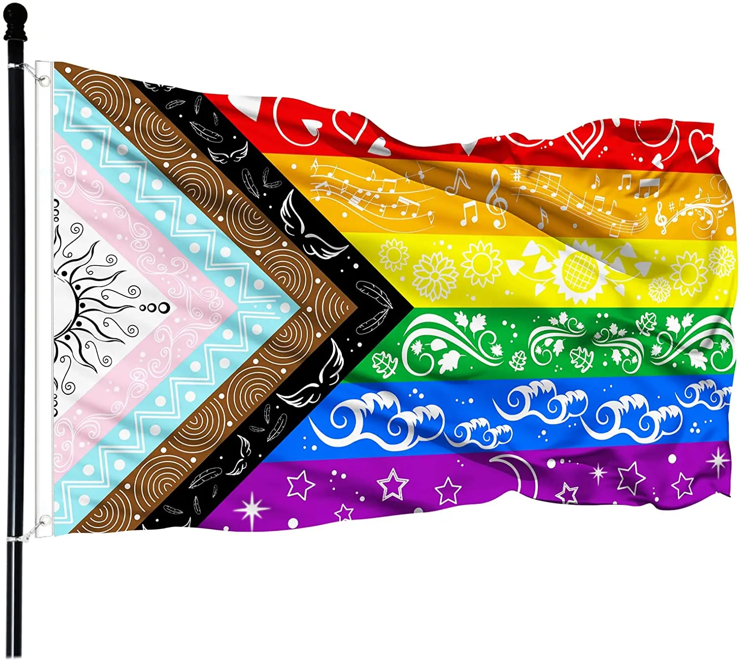 Флаги Гордости Большой Флаг ЛГБТК Бисексуал Гей Прогресс Радужный Флаг 3x5 футОВ Сад Открытый Оригинальный Дизайн Милый Принт Изображение 0