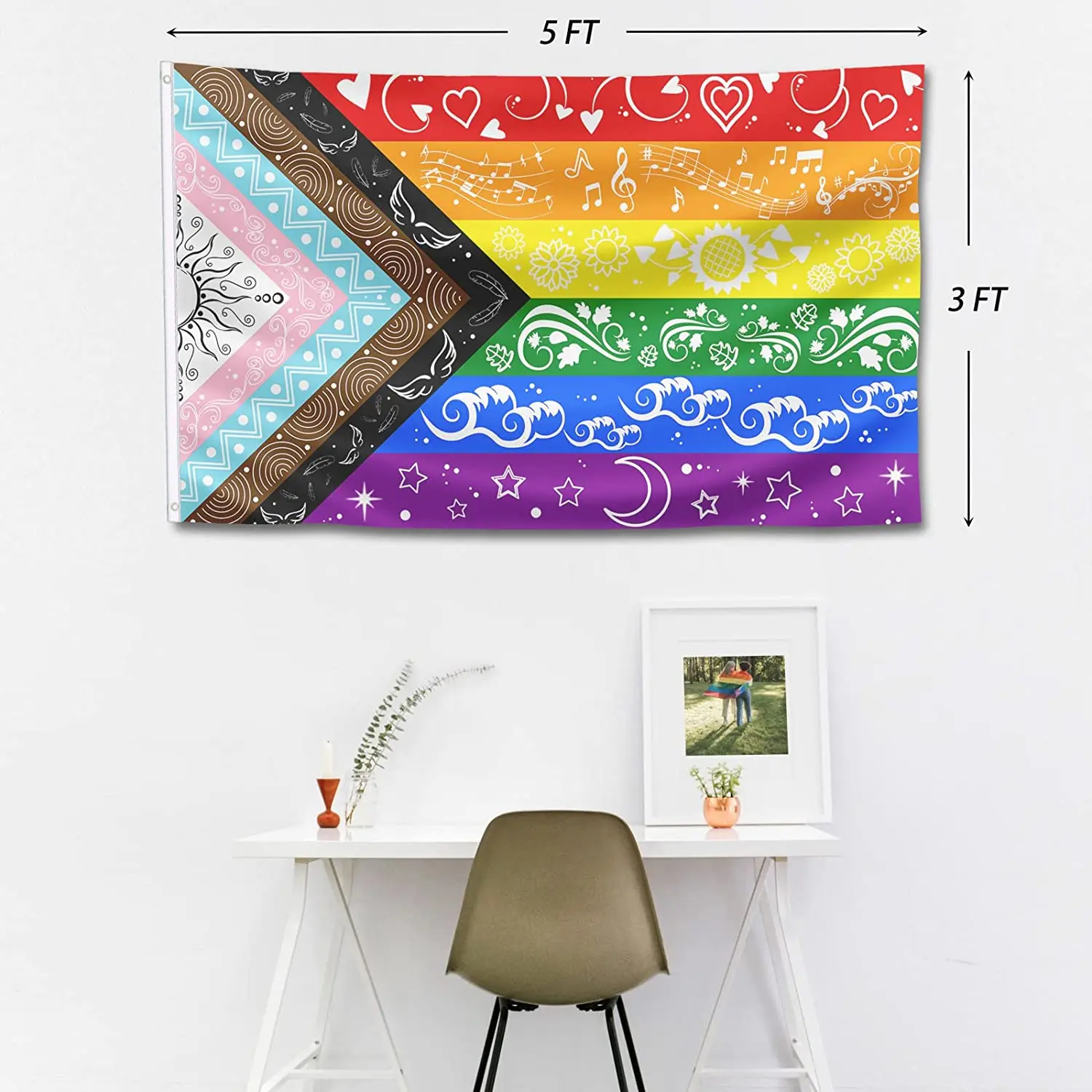 Флаги Гордости Большой Флаг ЛГБТК Бисексуал Гей Прогресс Радужный Флаг 3x5 футОВ Сад Открытый Оригинальный Дизайн Милый Принт Изображение 1