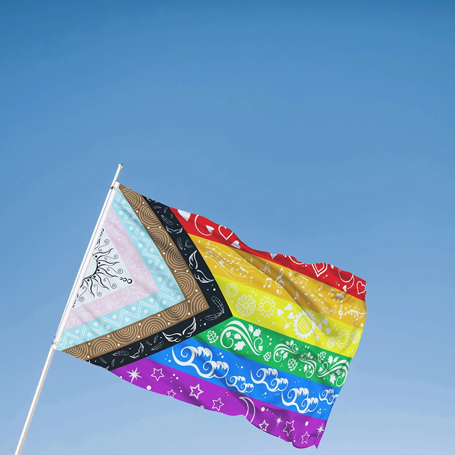 Флаги Гордости Большой Флаг ЛГБТК Бисексуал Гей Прогресс Радужный Флаг 3x5 футОВ Сад Открытый Оригинальный Дизайн Милый Принт Изображение 3