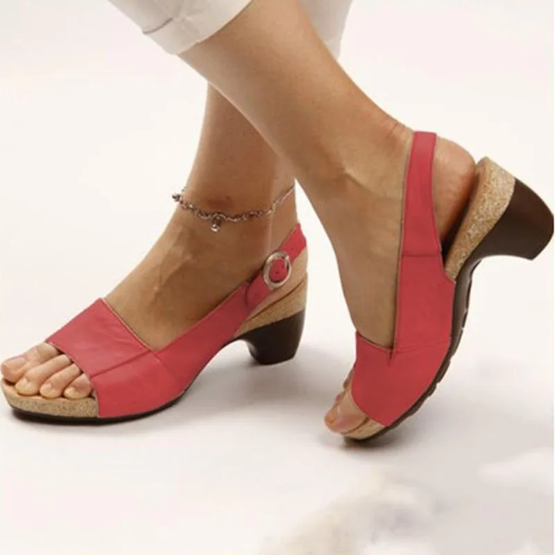 Цвет Мода Увеличить Высоту Женская Обувь Открытый Рыбий Рот Сандалии Ретро Обувь Женщина Пряжки Женская Обувь Женщина Изображение 4