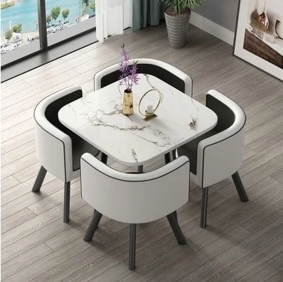 Центральный набор из 4 стульев Обеденные столы Кофейный Мрамор Кухонная Мебель Офисный обеденный стол Роскошная мебель Mesas De Jantar GPF11XP Изображение 3