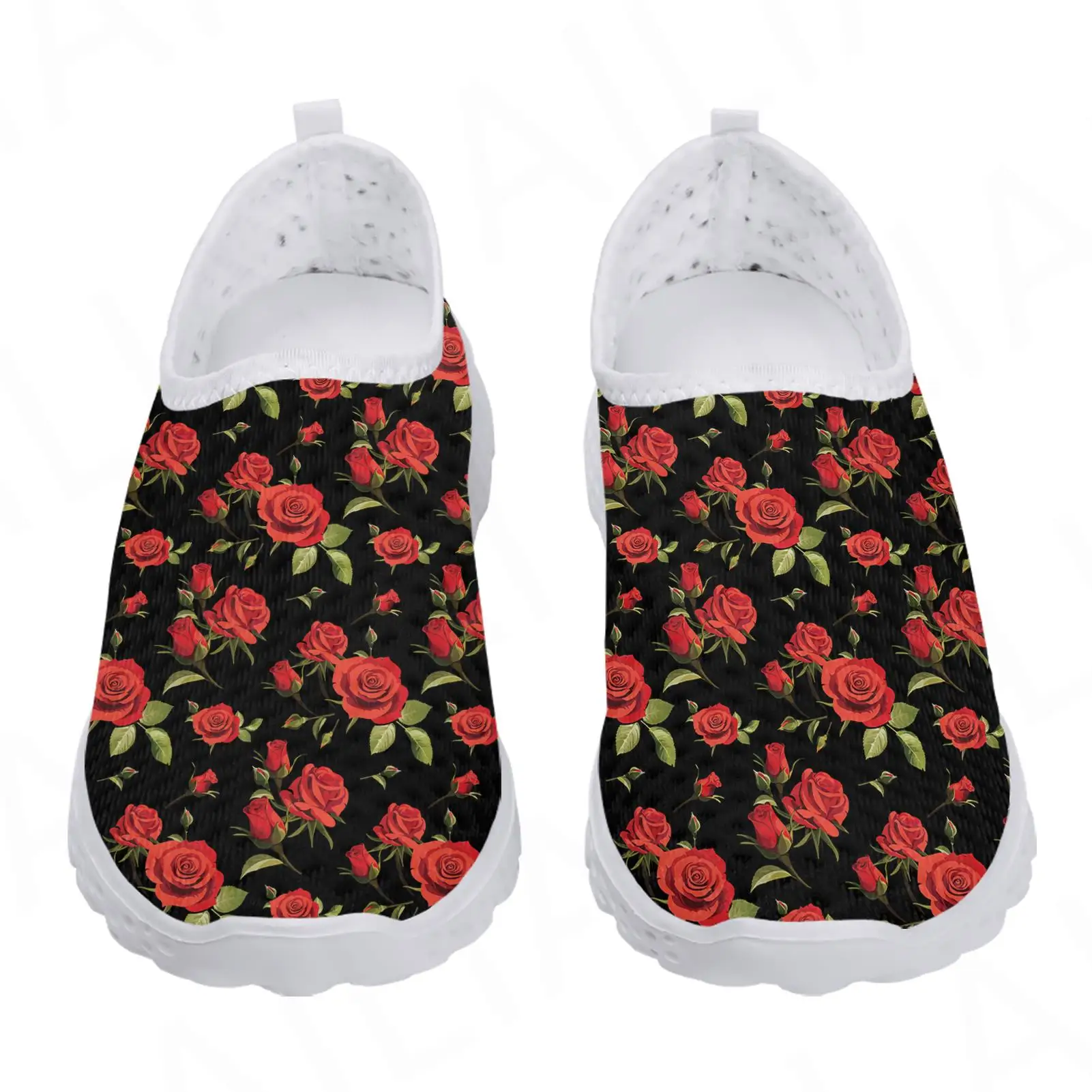 יפה רוז פרח הדפסת קל משקל לנשימה נעלי ריצה נעלי ספורט אור Mesh נשים של נעלי הליכה Sheos Изображение 1