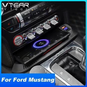 Автомобильное беспроводное зарядное устройство Qi для Ford Mustang Gt, аксессуары, зарядная пластина для мобильного телефона, модификация интерьера, автозапчасти 2016-2023 гг.