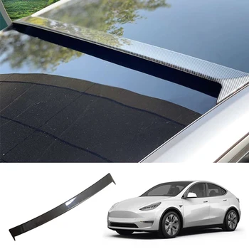 Автомобильные аксессуары для Tesla Model Y 2020 2021 2022 2023 ABS черная задняя дверь из углеродного волокна, крыша, хвост, спойлер багажника, выступ крыла