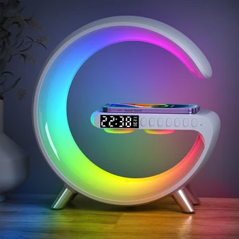 Атмосферная RGB подсветка, беспроводное зарядное устройство, будильник, настольная лампа мощностью 15 Вт, динамик Bluetooth с управлением приложением для iPhone 14 13 12 11