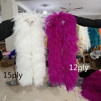 Боа из перьев 6 8 10 12 15Ply, высококачественная шаль из страусиных перьев для шитья одежды, шарф для украшения из пуме, 1 метр, разноцветный