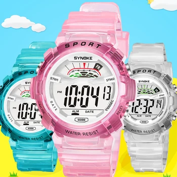 Большие/Маленькие Детские розовые Цифровые Часы Для Мальчиков И Девочек, студенческие водонепроницаемые Часы, Светодиодные Спортивные Детские Часы relojes