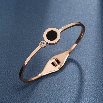 браслет из титановой стали, римская цифра, черный браслет в виде ракушки, женский модный браслет 2022, Простые корейские Аксессуары