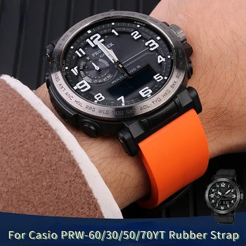 Быстроразъемный ремешок для часов Casio PROTREK Ремешок для часов PRW-60 PRW-30 PRW-50 PRW-70YT Из Фторкаучука Спортивный мужской ремешок для часов 23 мм