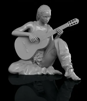 В разобранном виде 1/35 современная девушка, играющая на гитаре, фигурка из смолы, миниатюрные модельные наборы, Неокрашенный