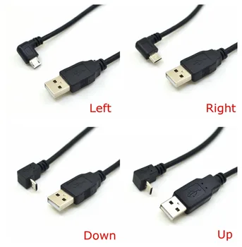 Вверх и Вниз, Влево и Вправо Под Углом 90 градусов USB Micro USB Штекер к USB штекерному Разъему Для Передачи данных Кабель для Зарядки 25 см для Планшета 5 футов 1 м 1,5 м