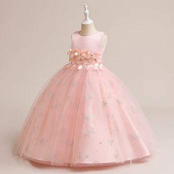 Вечернее платье принцессы для девочек от 4 до 12 лет, Летняя элегантная свадебная юбка, Длинная детская одежда для костюмированной вечеринки подружки невесты, праздничный халат