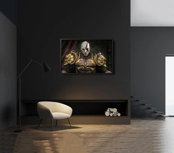 Видеоигры Kratos God of War in Throne Холст, плакат, украшение для дома, настенная живопись (без рамки)