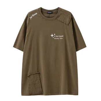Винтажная футболка в стиле хип-хоп оверсайз Harakuju 2023, повседневные летние футболки для мужчин в стиле пэчворк