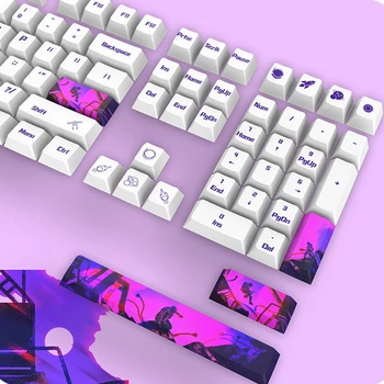 Вишневые 108 Клавишные колпачки для игровой механической клавиатуры с подклейкой из ПБТ-красителя